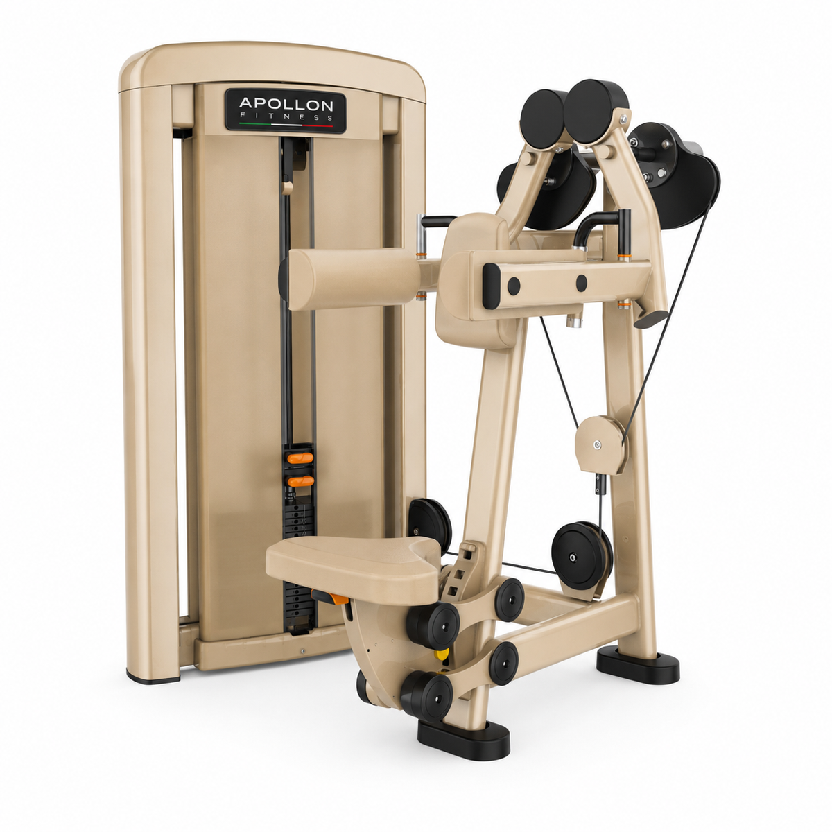 Sprava za bočno podizanje ramena Lateral Raise Apollon Fitness sa selektorizovanim sistemom opterećenja za profesionalne teretane i fitnes centre.
