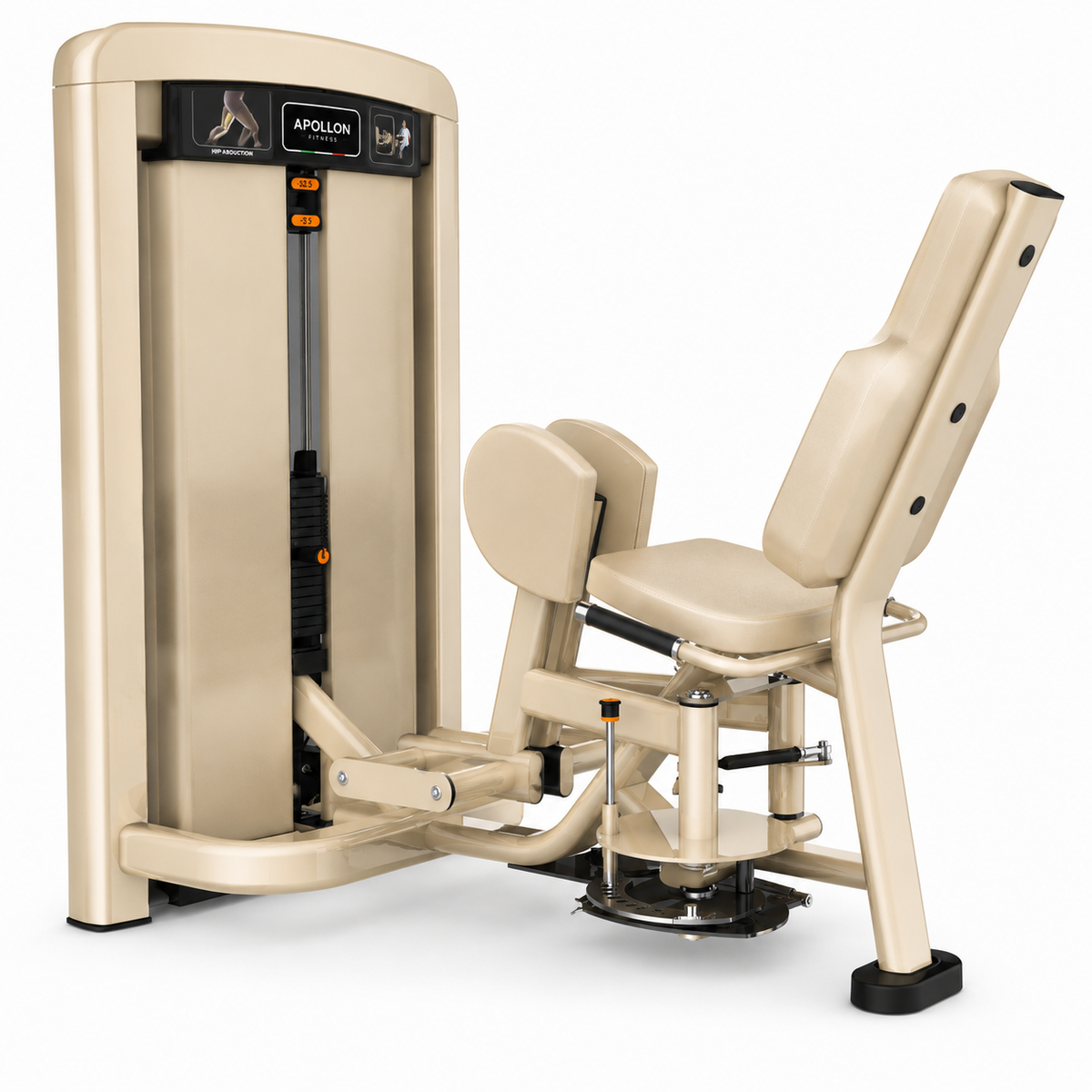 Apollon Fitness Hip Abductor sprava za spoljašnju stranu butina i gluteus, profesionalna fitness oprema za teretane.
