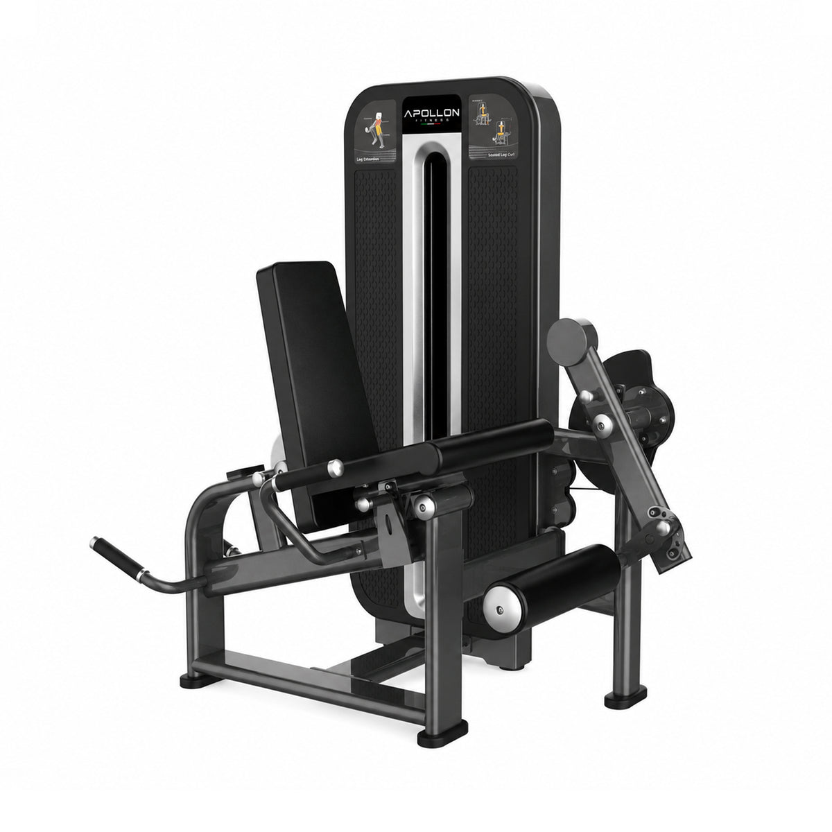 Apollon Fitness sprava za kvadriceps i zadnju ložu – Leg Extension / Seated Leg Curl, profesionalna sprava za noge sa blokom tegova.
